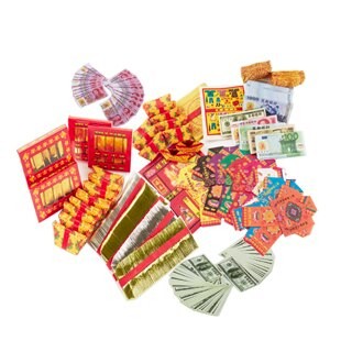 【金發財金紙】普渡配件全組-有衣有錢組+元寶金條組+冥國美金人民幣(金紙 -普渡超渡法會必用)