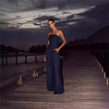 2024歐美跨境外貿亞馬遜 獨立站女裝 休閑露背修身打攬氣質連體褲