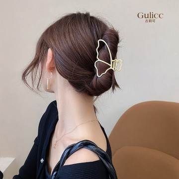【Gulicc】古莉可 髮夾 韓系金屬簍空蝴蝶髮夾