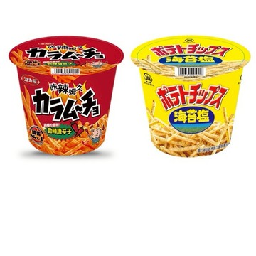 ~省錢一哥~湖池屋 咔辣姆久洋芋條  勁辣唐辛子 海苔鹽 64g 薯條 杯裝 薯片