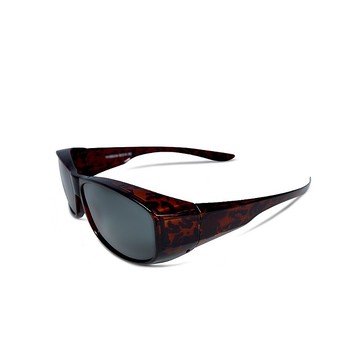 微光精靈│沙褐豹紋全罩式偏光墨鏡│外掛式套鏡