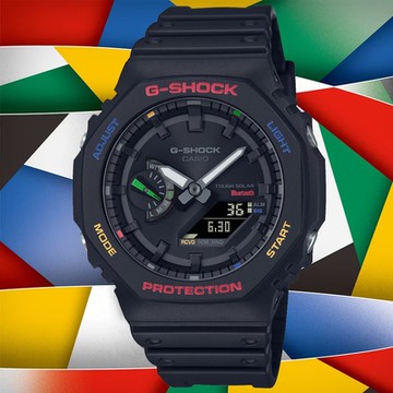 CASIO 卡西歐 G-SHOCK 太陽能x藍牙連線 繽紛動感雙顯腕錶 母親節 禮物 推薦 45.4mm / GA-B2100FC-1A