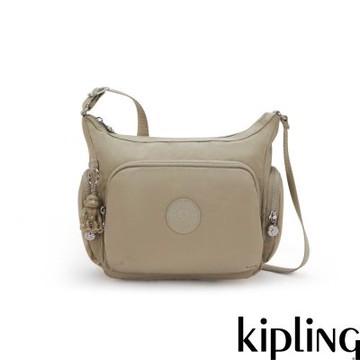 『牛角包』Kipling 沙棕色輕巧多袋實用側背包-GABB S
