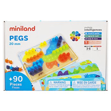 Miniland 2cm小拼豆幼童學習組 90顆 - 附透明板/圖卡  1組  Multicolor