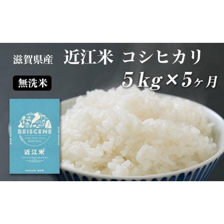 ふるさと納税 米 定期便 5ヶ月 近江米 コシヒカリ 無洗米 5kg 令和5年 滋賀県豊郷町産 お米 こめ コメ おこめ 白米 5回 お楽し.. 滋賀県豊郷町