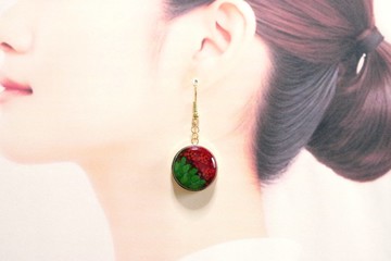 樹脂藝術 圓形耳環・玫瑰迷宮