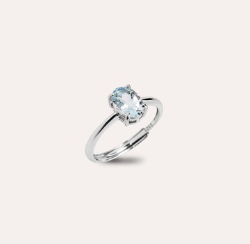 安珠 海藍寶 藍色 橢圓 5*7mm 戒指 經典系列 Oval 寶石銀飾 AND