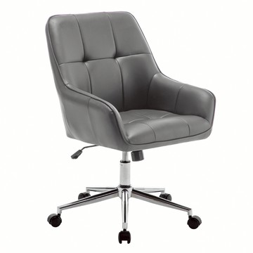 E-home Evone伊凡方格PU面拉扣扶手電腦椅-兩色可選灰色