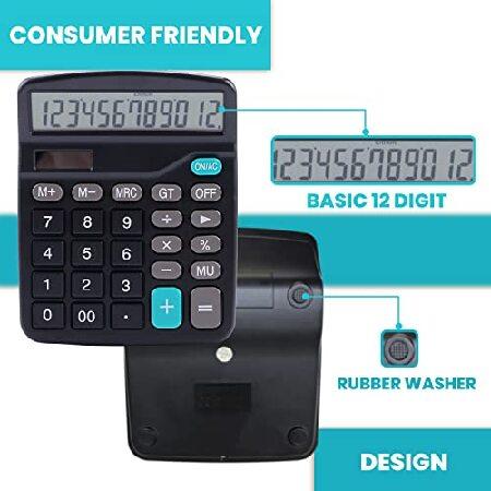 LICHAMP Desk Calculators with Big Buttons and Large Display, Office Desktop Calculator Basic 12 Digit with Solar Power and AA Battery (Included), 10 B