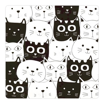 收納王妃 珪藻土杯墊 方  滿滿貓咪  10 x 10 x 0.9cm  1個