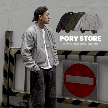 【PORY STORE】 韓國3色機能外套 尼龍外套 短寬 運動外套 MA1 飛行外套 男女皆可 韓國外套 休閒外套