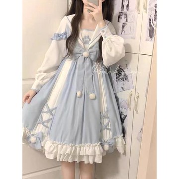300斤特大碼女裝洛麗塔迪士尼軟妹洋裝學生小清新寬松長袖連衣裙