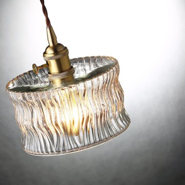 【塵年舊飾】懷舊銅製玻璃吊燈PL-1659附燈泡