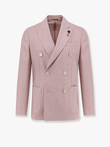 Roma double-breasted blazer with removable iconic brooch - LARDINI - gender_Man