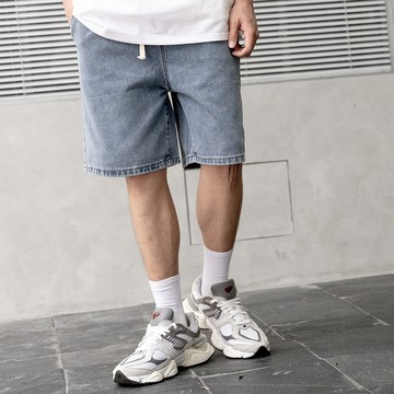 【AMERO】男裝 女裝 淺色系素面牛仔短褲 情侶裝