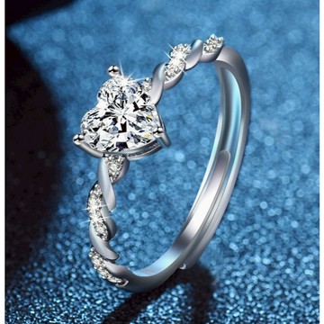 隔日到貨 心機美人 雙愛心 戒指 0.5克拉 50分 莫桑鑽 戒指 可調式戒圍 不退色A108