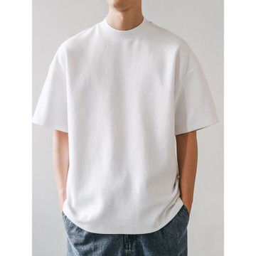 美式小領口 重磅300G純白色短袖男女純棉百搭寬松夏季情侶寬松t恤