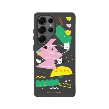 Galaxy S25 Ultra SolidSuit 黑 - MacaronToe 馬卡龍腳趾 - 麻糬貓與綠怪獸 Ｍochi & Green