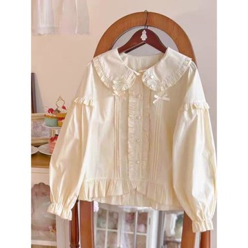 PINKGIRL日系軟妹甜美可愛Lolita洋裝內搭泡泡袖百搭上衣襯衫女秋