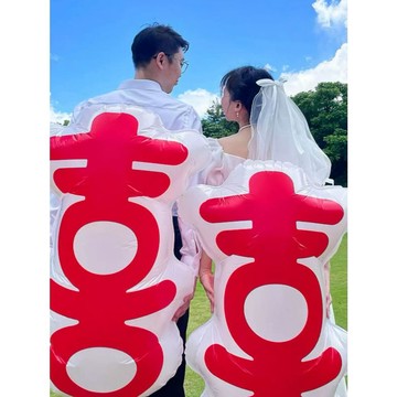 現貨當天寄『100cm 喜字氣球(1個)  囍字氣球 婚紗攝影氣球  婚宴佈置』婚紗攝影 婚禮佈置 會場佈置