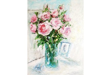 玫瑰花束原畫，花牆藝術，厚塗油藝術品