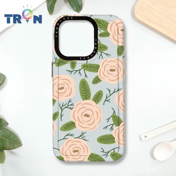 TRON IPHONE 16 PRO 平塗手繪花朵D款 MAGSAFE 磁吸 防摔 太空殼 透黑 手機殼