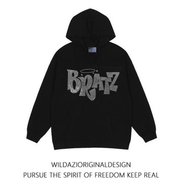 bratz燙鉆衛衣歐美式原宿風卡通Y2K辣妹寬松bf風潮流嘻哈連帽外套