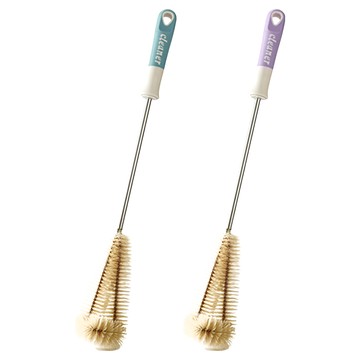 無死角長柄去污清潔杯刷 尼龍刷頭 符合人體工學  顏色隨機  1組