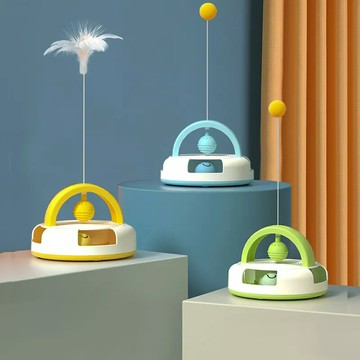 芘迪貓玩具自嗨解悶逗貓棒耐咬貓咪玩具逗貓解悶神器幼貓轉盤羽毛