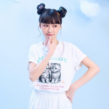 【MAJOR MADE】 雙胞胎素描貓貓合身彈力T