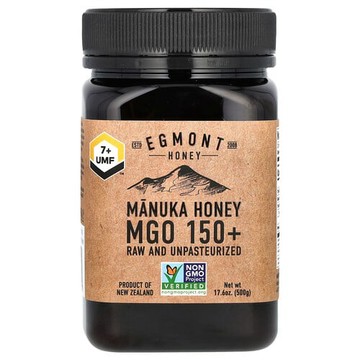 Egmont Honey, 麥盧卡蜂蜜，未加工且未經巴氏除菌，UMF 7+，MGO 150+，17.6 盎司（500 克）