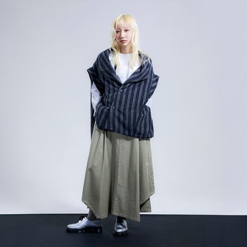 綾紋寬翻領解構外套