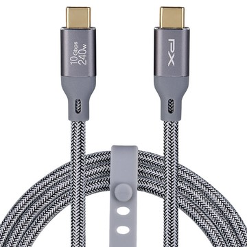 PX 大通 USB3.2 Gen2 Type-C-to-USB-C 充電傳輸線 10Gbps高速傳輸 大功率240W 支援4K/60fps影像輸出  1m  灰色  1個