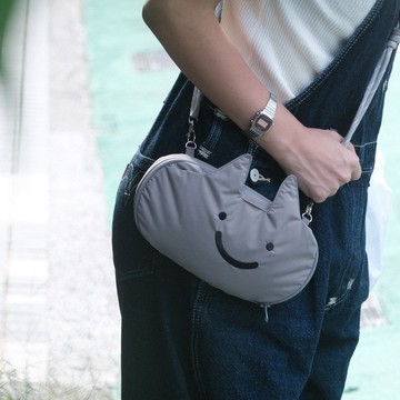 Jesper 澎皮卡荔貓肩背購物兩用包 貓咪 手機掛繩 斜肩包 購物袋