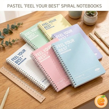 「FEEL YOUR BEST」馬卡龍色系清新線圈筆記本 / 記事本【衣橙購物】