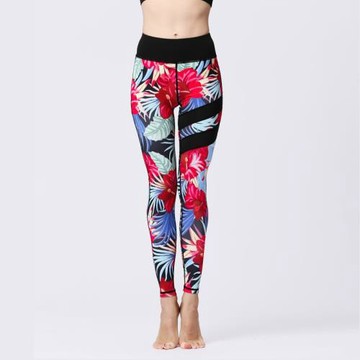 印花瑜伽褲跑步運動褲速干高腰彈力普拉提健身九分褲yoga legging