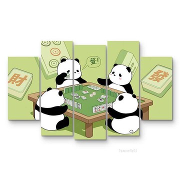 🚚臺灣出貨💨網紅棋牌室裝飾畫高級感麻將館牆面裝飾掛畫國潮風麻雀房創意熊貓
