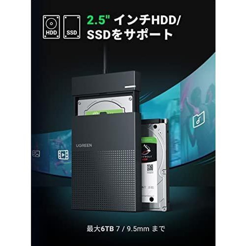 UGREEN 2.5 インチ hdd ケース 2.5インチ HDD/SSD 外付けケースUSB3.0