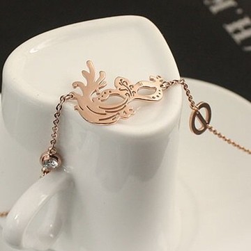 現貨+預購 玫瑰金手鍊 鑲鑽銀飾-創意時尚面具流行母親節生日情人節禮物女飾品71ah4【獨家進口】【米蘭精品】