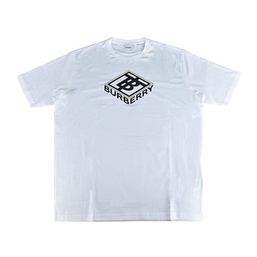 BURBERRY 巴寶莉  藝術立方體字母LOGO純棉短袖T恤(男款/白)