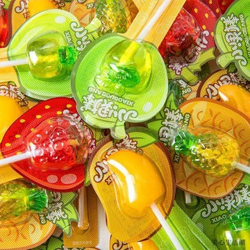 爆款🌈網紅零食🎀水果味果汁軟糖水果造型棒棒糖兒童糖果批發獨立包裝網紅休閒零食