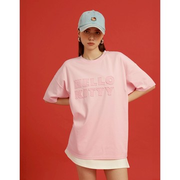 AIR SPACE 【Hello Kitty聯名】貼布繡字母寬版TEE(粉紅/白) 女裝 現貨