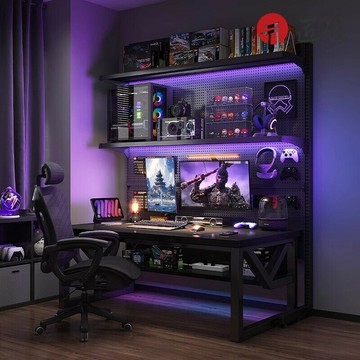 ??快速出貨?? 附發票 高度自定洞洞板層架+電腦桌洞洞板電腦桌 電玩桌 電競桌 辦公桌 遊戲桌 洞洞板置物架 學習桌 免運 047