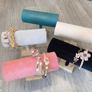 現貨🔺髮箍收納架 竹製底座 絨布 首飾架 頭箍架 髮圈架 頭飾 展示架 收納 飾品收納 髮飾收納 擺攤 架子