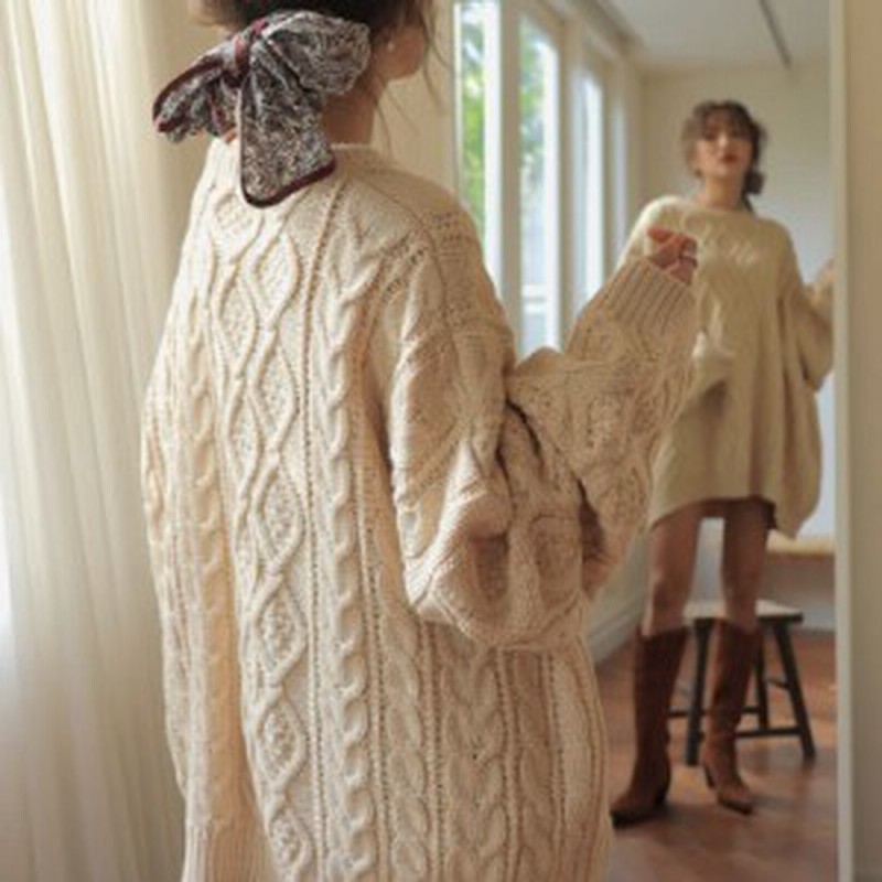 ざっくり ニットワンピース ミニ丈 ロングニット セーター リブニット ゆったり ゆるニット トップス アランニット フィッシャーマン セ 通販 Lineポイント最大8 0 Get Lineショッピング