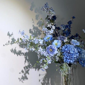 【仿真花】清爽夏日藍色假日系列假花花束餐桌家居婚慶軟裝吊頂