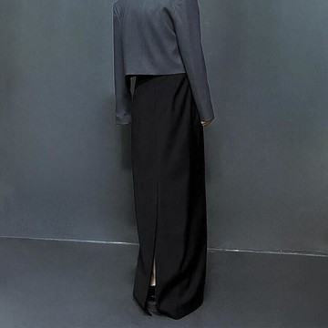 台灣現貨鹽系穿搭輕熟大尺碼女胖妹妹顯瘦開叉mm長高級感潮