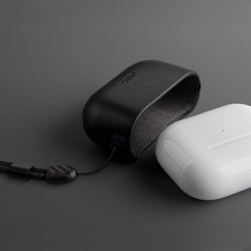 AirPods 3代 Terra 手工真皮收納保護套 配掛繩-黑色