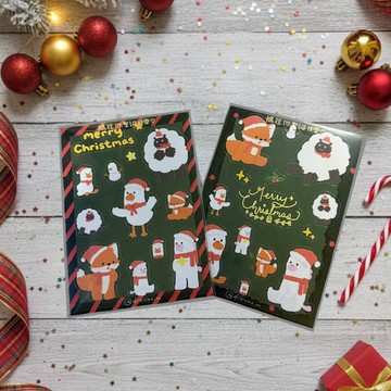 原創插畫貼紙 鵝和狸過聖誕