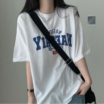 Vuja de 純棉 t恤 短袖上衣女 英文印花 T恤 韓國上衣 oversize T恤 寬鬆上衣 ins風 潮流衣服
